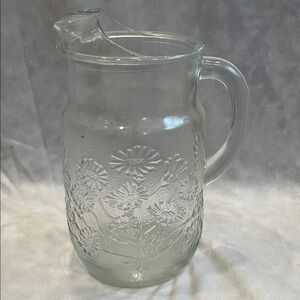 Elegant Glass Pitcher with Floral Design